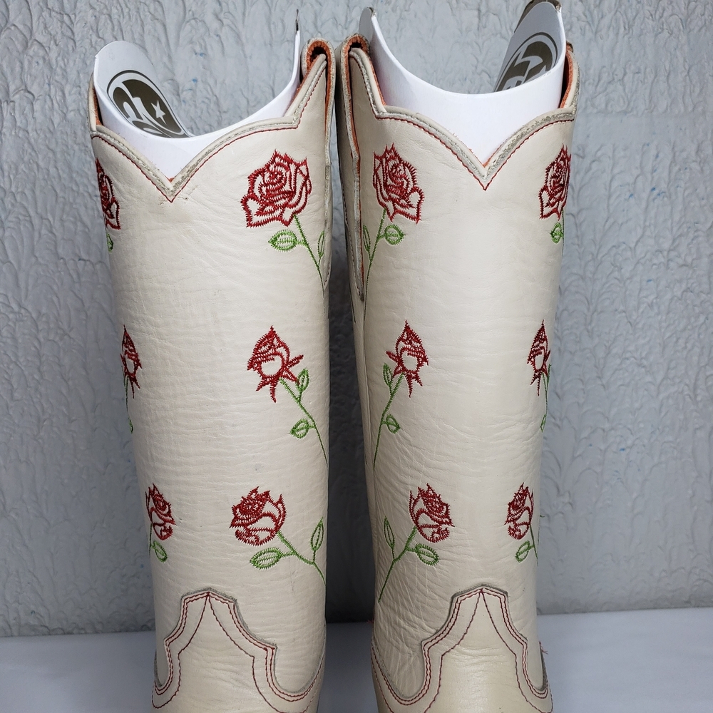 Anthropologie X Planet Cowboy Dozen Roses Cream Cowboy Boots Western Womens 8 US - Picture 3 of 16